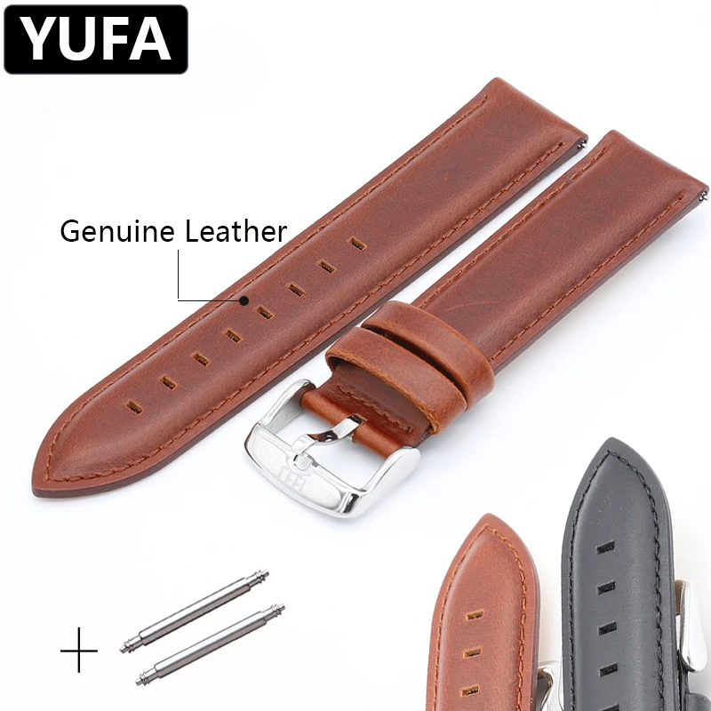 

YUFA Watch Band For Women Stainless Steel Clasp Oil Leather Quick Release Strap Wristband 20 mm
