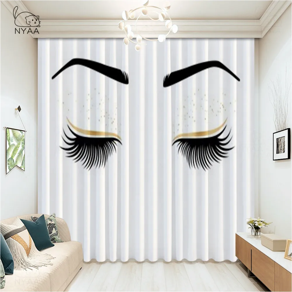 Eyelashes 3D Printing Window Curtains Modern Living Room Decoration Shading Curtain For Girl Bedroom Ultra Thin Micro Shading Curtains AliExpress