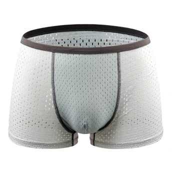 

Men Sexy Underwear Solid Color Ultra-thin Transparent Male Mesh Quick Dry Mid-rise Four Corner Knickers