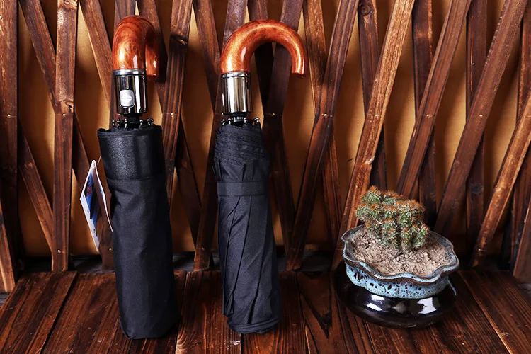 10 ребер сильный Ветрозащитный Классический английский стиль зонтик для мужчин автоматический 3 складной зонт от дождя бизнес мужской качественный зонтик - Цвет: as picture wood