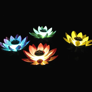 

2PCS decoracion hogar moderno Solar LED Lotus Flower Lamp LED garland Water Resistant Floating Pond for Garden