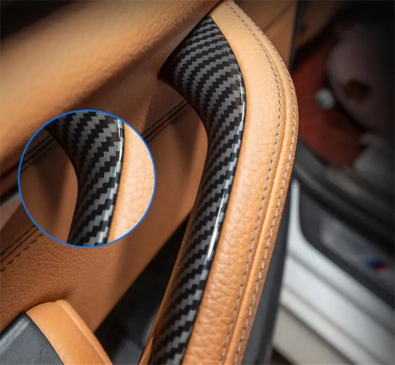 Стайлинг автомобиля интерьер дверные ручки крышки отделка наклейки для дверного кармана украшения для BMW 5 серии G30 G38 углеродного волокна авто аксессуары