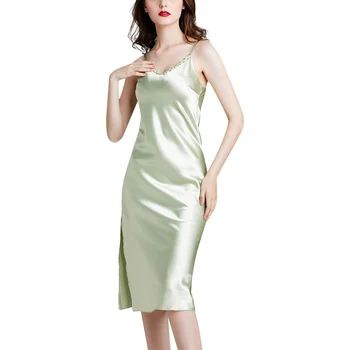 

New Silk Satin Sleep Top Night Dress Sexy Sleepwear Women Female Spaghetti Strap Sexy Elegant Nightwear Female Fashion Hot 2020