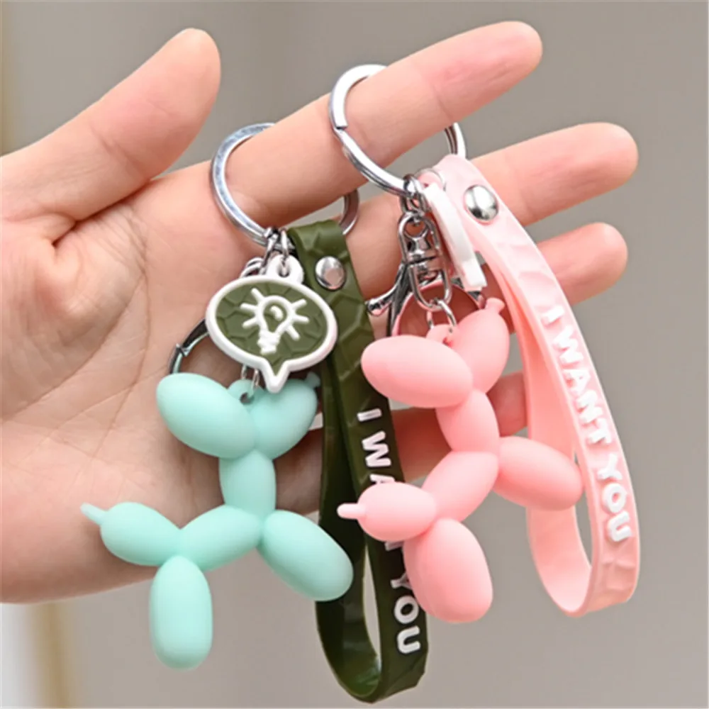 

New Colorful Balloon Dog Keychain Soft Rubber PVC Cute Dog Shape Creative Cartoon Mobile Phone Bag Car Pendant Fun Keychain