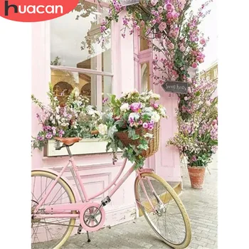

HUACAN 5d Diy Diamond Painting Mosaic Flower Full Square Diamond Embroidery Bicycle Picture Of Rhinestone Home Decoration