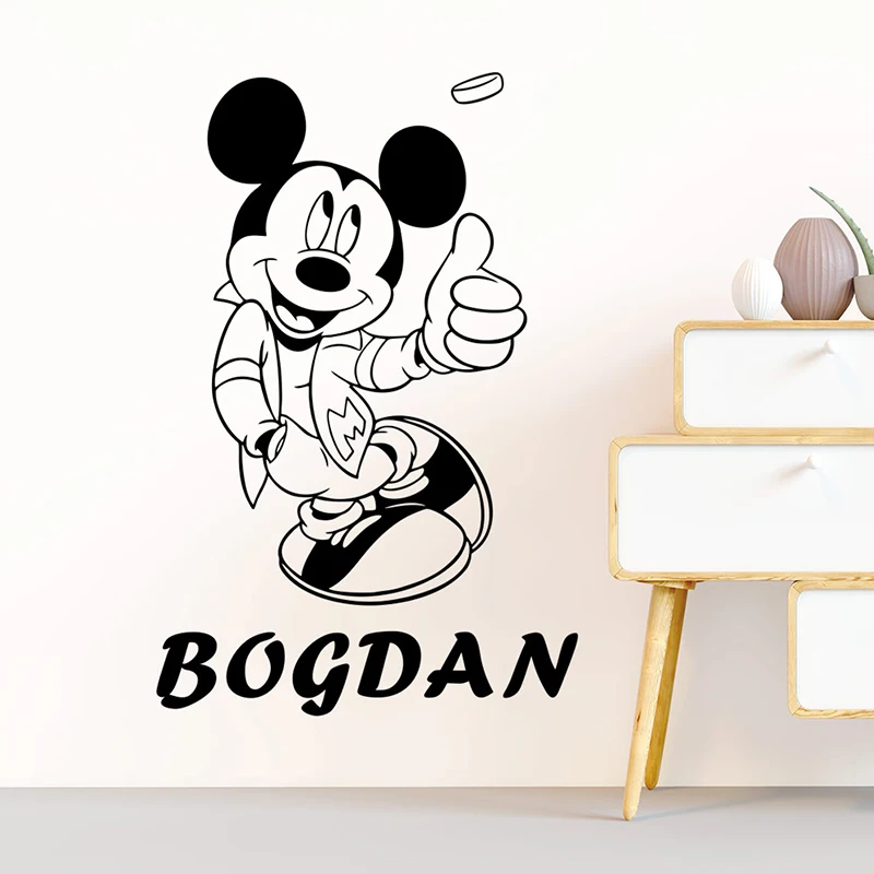 Cartoon Disney Handsome Mickey Mouse Wall Stickers Decals Murals Poster For Kids Babys Room Decoration Bedroom Removable Sticker