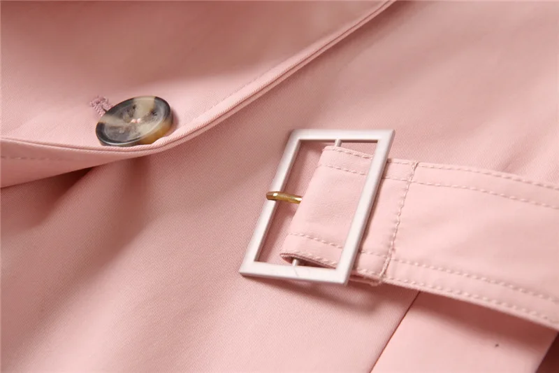 201hj осень стиль элегантный Slim Fit двубортный отложной опущенным воротником облегающее средней длины для похудения Тренч женщи