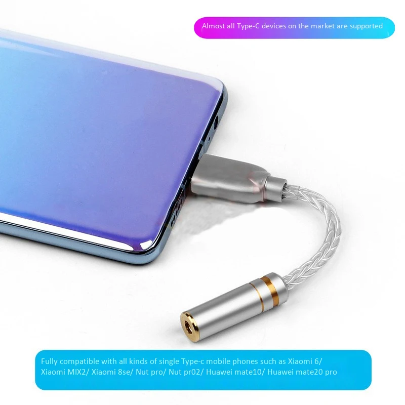 Hifi Type C Mini Jack 3 5mm Headphone Adapter Silver Headphone Cable o Connectors 3 5mm Female USB C Converter