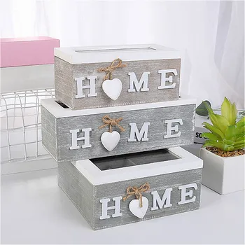 

European Vintage Jewelry Box Case Wooden Tea Dried Fruit Storage Box Desktop Grocery Storage Box Flip Makeup Cosmetic Organizer