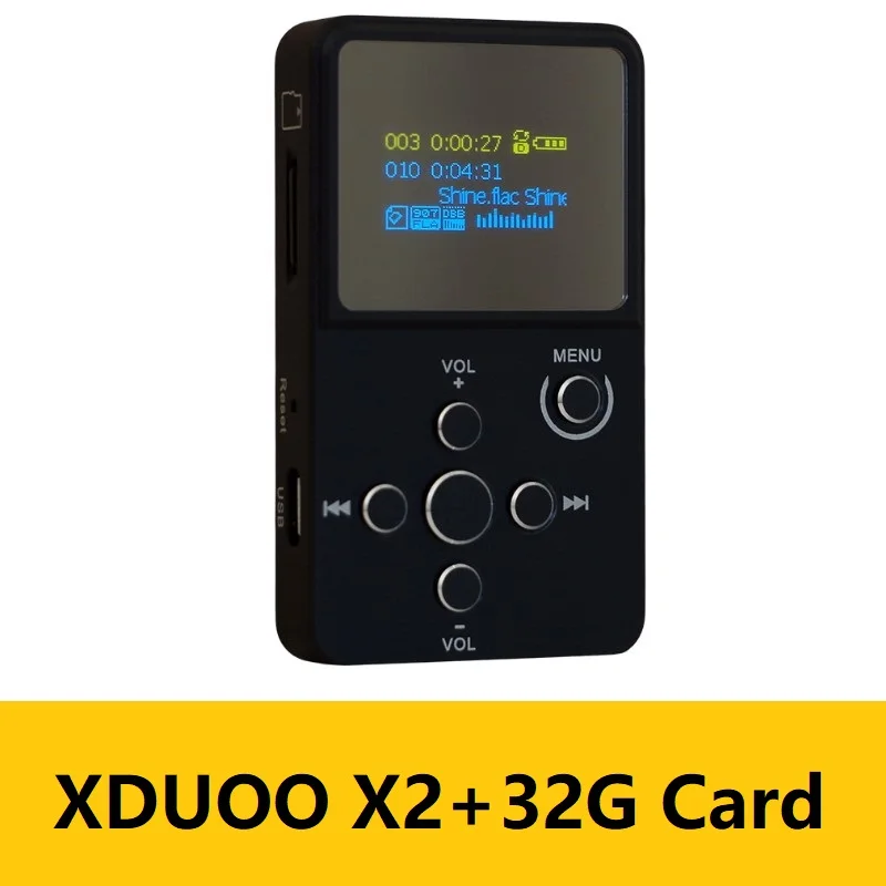 XDUOO X2 MP3 HIFI цифровой музыкальный проигрыватель MP3 с oled-экраном TF слот корпус из алюминиевого сплава Поддержка WMA APE FLAC WAV - Цвет: X2 and 32G Card