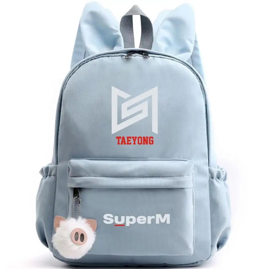 SuperM спортивный рюкзак для путешествий Taeyong Baekhyun сумка на плечо Kpop Taemin Kawaii Rabit Ears модный ранец рюкзак - Цвет: Taeyong Blue
