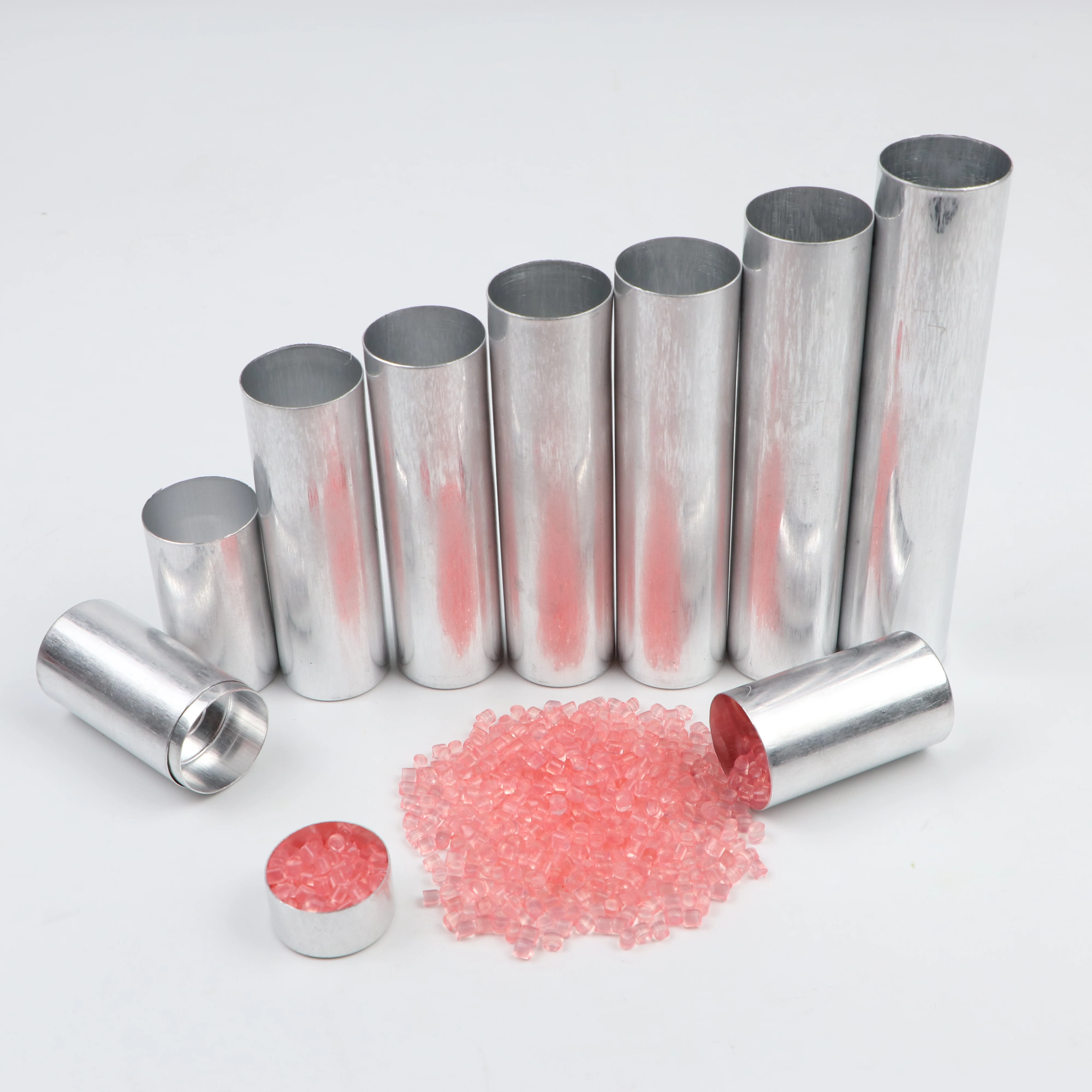

100PCS 25*75mm New Dental Lab Aluminum Cartridge Pink Resin Pellets With A Barrel