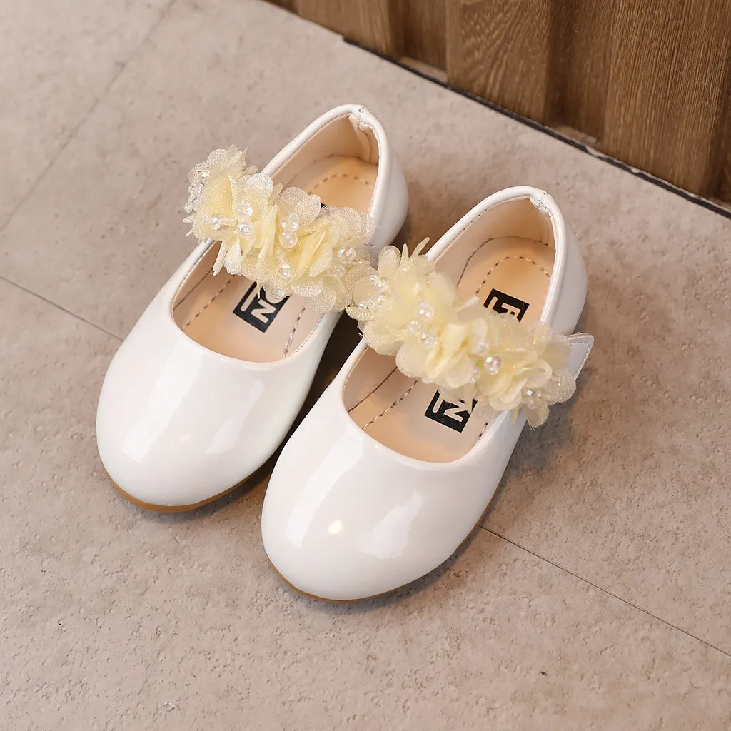 TELOTUNY Kids Girls Summer Soft Soled Flower Solid Color Casual Sandals Leather Slip-on Dress Party Princess Shoes First Walker