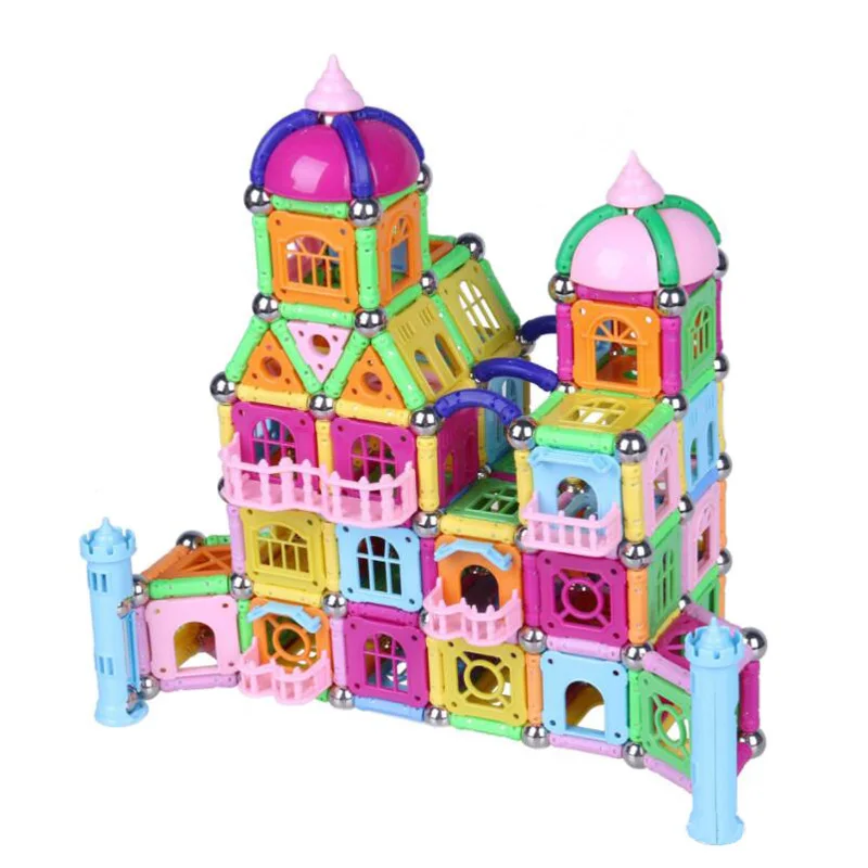 268 шт. магнитные стержни бусиной с металлическим декором, Магнитный конструктор строительные игрушки магниты строительные блоки образовательные игрушки для детей