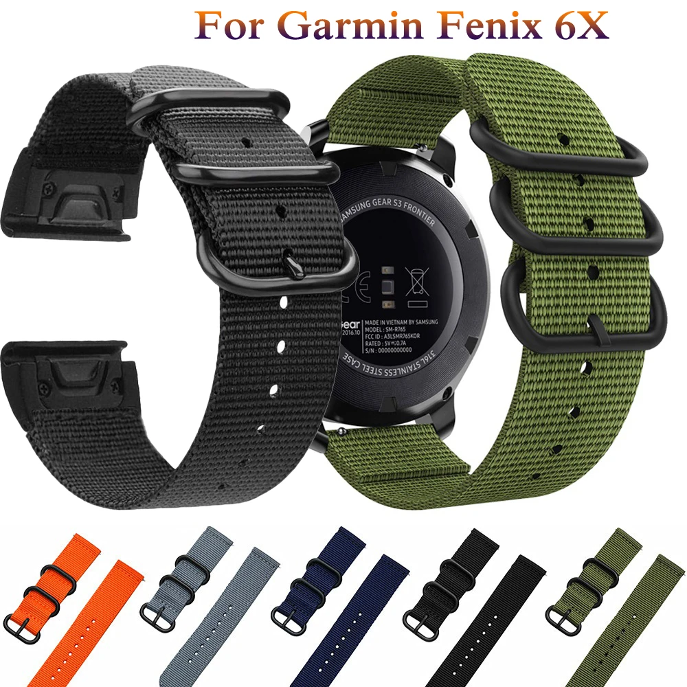 

Quick Fit Nylon classic smart Watch Band for Garmin Fenix 6X /6X pro/Fenix 3/3 HR fashion Sport Wrist watchband 26mm size strap