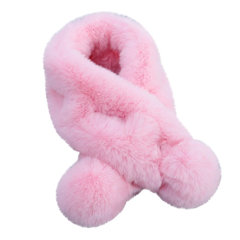 Pink Женский роскошный зимний шарф с меховым воротником,, шарф, верхняя одежда, нагрудник, искусственный мех, шарф, теплый шарф, Mujer Femme, однотонный, чистый цвет - Цвет: Pink