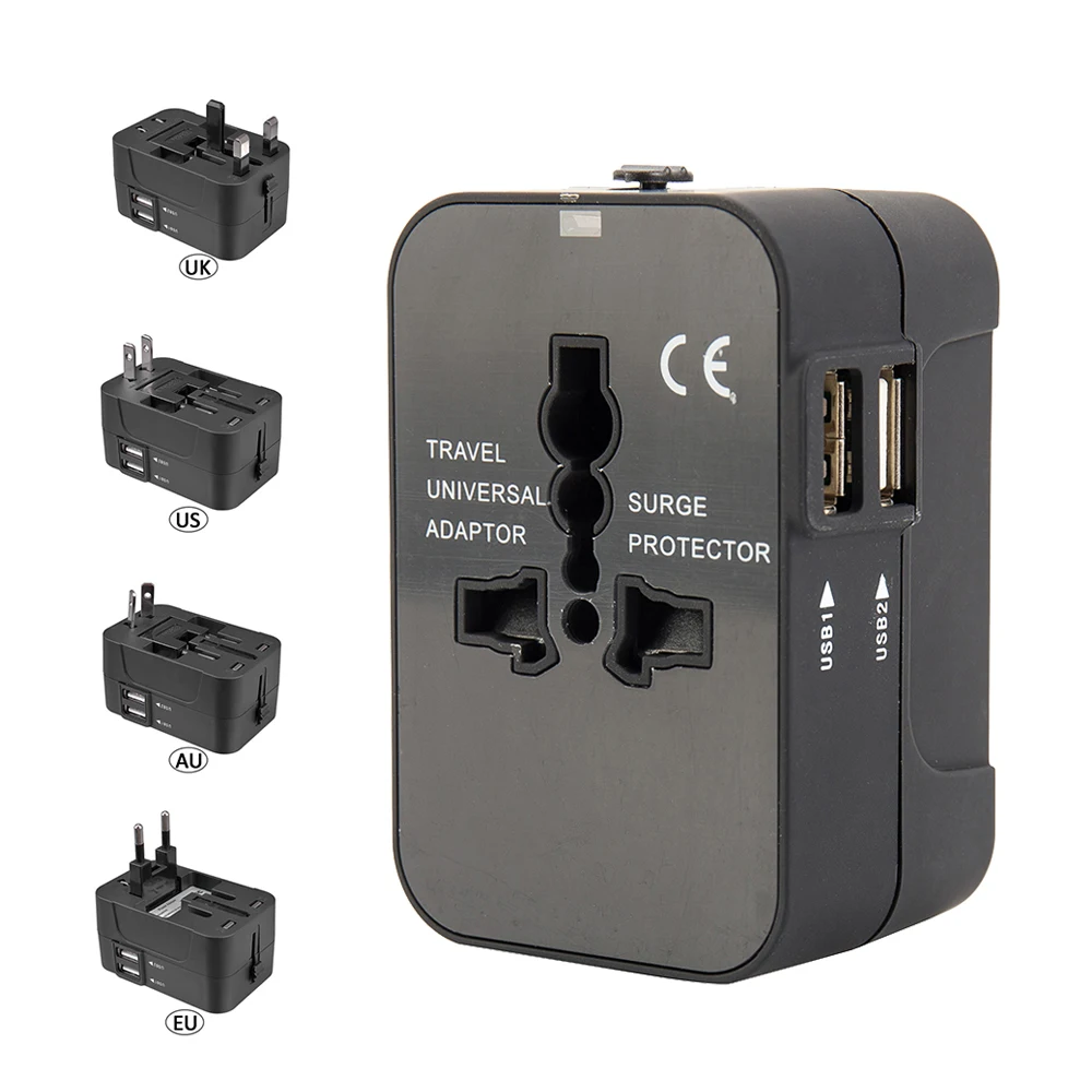

Universal International Electric Plug Adapter 2 USB Power Charger Converter EU UK US AU Universal Travel Socket