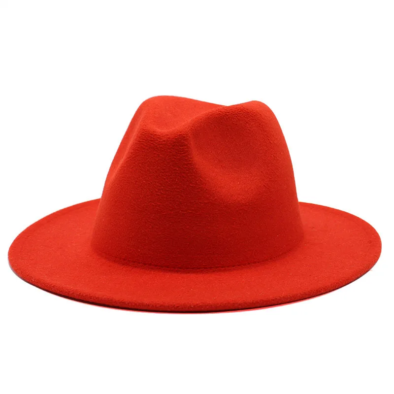 Fedoras Big Brim Hats For Women British Style Vintage Church Hats Lady Flat Brim jazz cap Autumn Winter Womens Felt Hat fedora hat