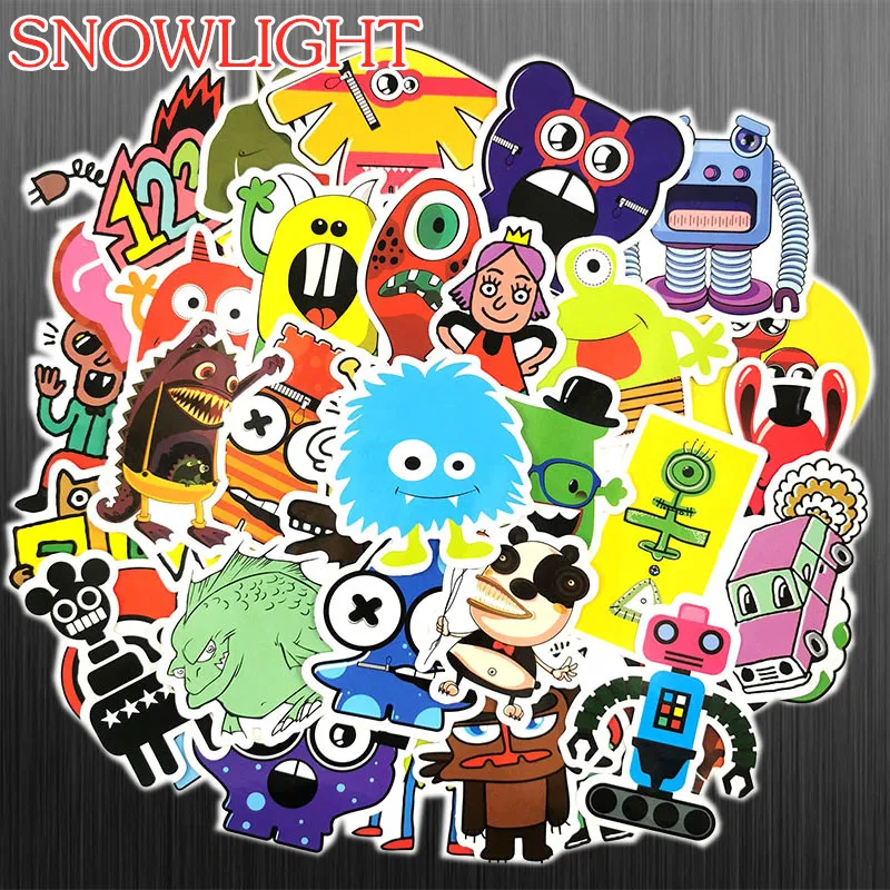 

50pcs Cartoon Little Monster Robot Stickers For Snowboard Laptop Luggage Fridge Styling Vinyl Home Decor Toy Sticker For Kids