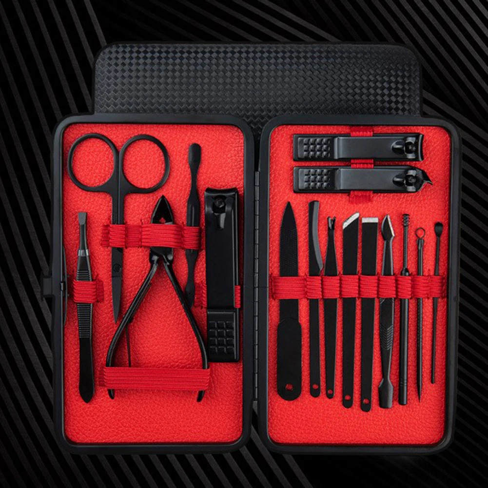 16pcs Stainless Nail Clippers Scissors Tweezers Kit Nail Art Cutter