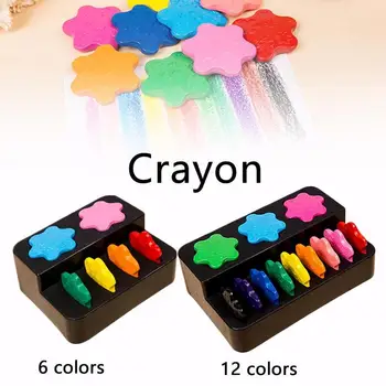 

12pcs/set Children's Wax Crayon Snowflake Crayon Set Non-toxic Material safty child painting pen Early Education Stationery