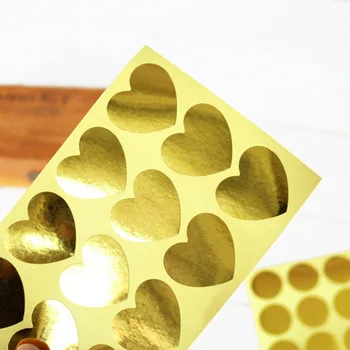 

120 Pcs/Lot Round Heart Bronzing Sealing Stickers Kraft Label Adhesive Stickers For Baking Gifts Decorative Supplies