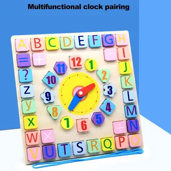 

Children's Educational Toys Multi-Function Clock Matching Toy Hand-Eye Coordination Color Cognitive Shape Pairing Toy