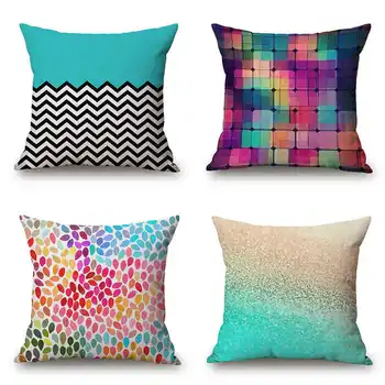 

Fancy Collage Wave Light Cotton Linen Cushion cover Pillowcase Room Decor Single Sides Printing 18"