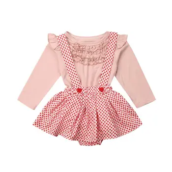 

Newborn Kids Baby Girl Clothes Ruffle Tops Romper+Bib Shorts Dress Outfit Set