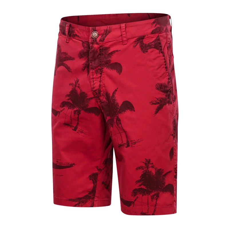 Los árboles de coco de los hombres de impresión pantalones cortos informales de verano de algodón Hombre casa de estilo Pantalones Hombre Pantalones cortos con bolsillo pantalones cómodos