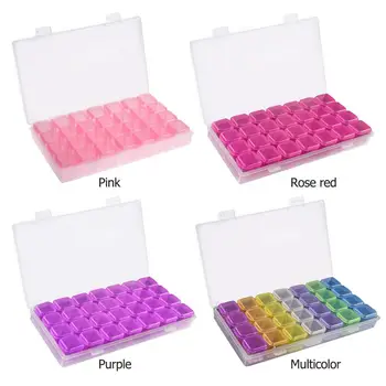 Caja de almacenamiento de plástico para 28 rejillas, organizador de joyería para uñas, herramienta de manicura, cajas organizadoras de plastico