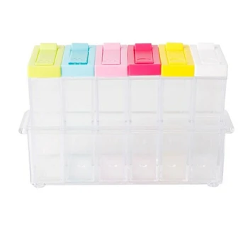 

6 Spice Jar Seasoning Box Condiment Storage Shaker Seasoning Bottle Container Kitchen Food Boxes 2019 new style
