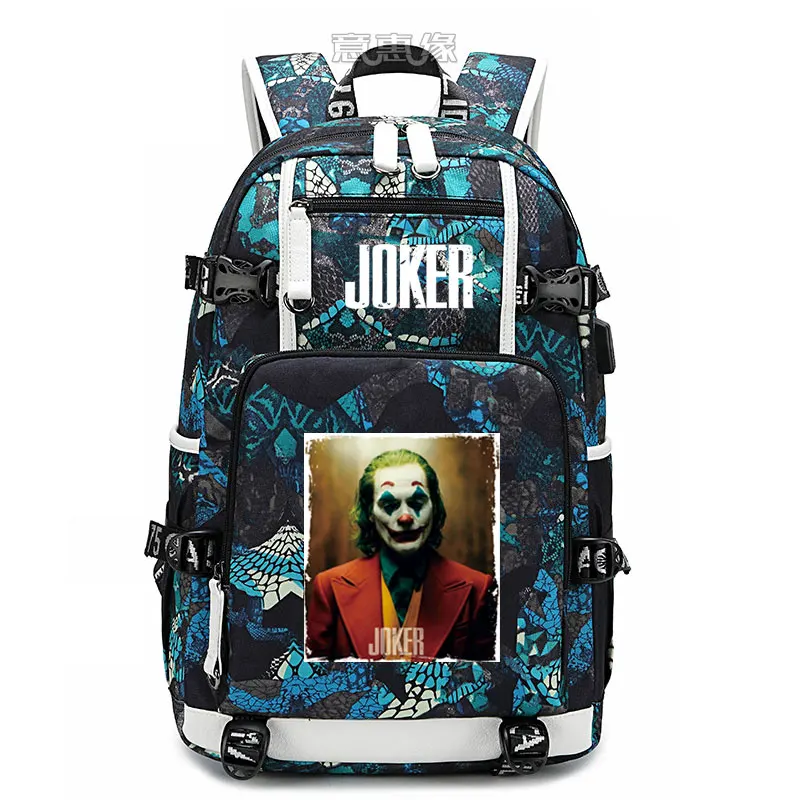 Новинка, рюкзак joker Joaquin Phoenix, сумка для ноутбука, мужские дорожные сумки, USB, Оксфорд, рюкзак - Цвет: 07