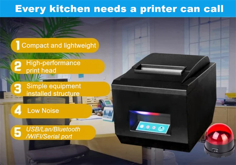 Thermische Ticket Drucker 80mm Mit Auto Cutter USB Bluetooth POS Erhalt Drucker Hohe Geschwindigkeit 260 MM/s Küche Restaurant Thermische Ticket Drucker 80mm Mit Auto Cutter USB Bluetooth POS Erhalt Drucker Hohe Geschwindigkeit 260 MM/s Küche Restaurant