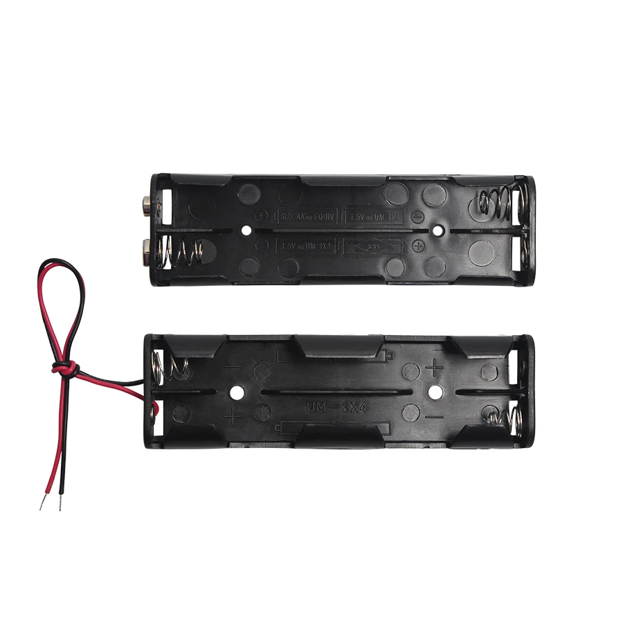 1Pcs 4x AA Size Power Battery Storage Case Box Holder Leads With Black&ampRed Wire 6V Positive Negative Buckle for 4 Batteries |