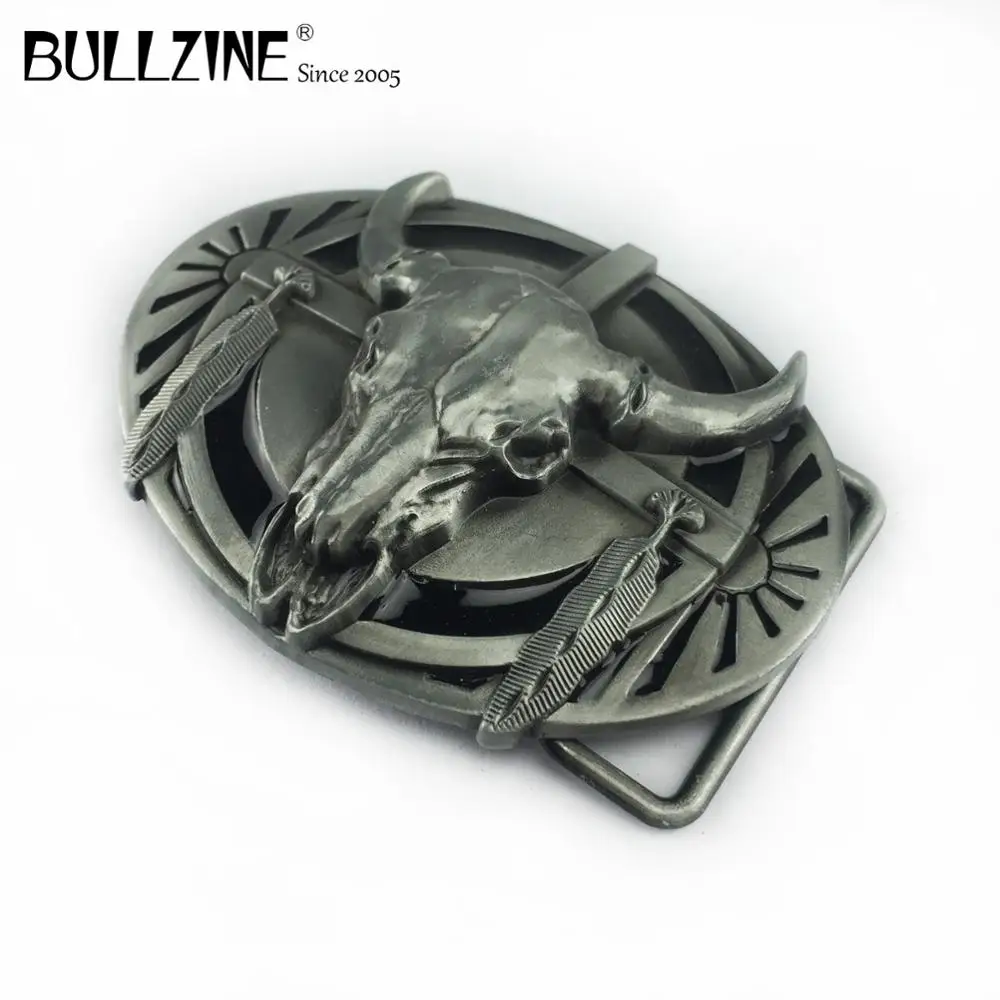 Bullzine цинковый сплав Черная эмалированная пряжка ремня с головой быка Оловянная