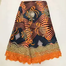Новейшая африканская восковая кружевная ткань, хлопок вышитое Африканское нигерийское гипюровое кружево для платья Анкара восковые ткани 6 ярдов! O-4613