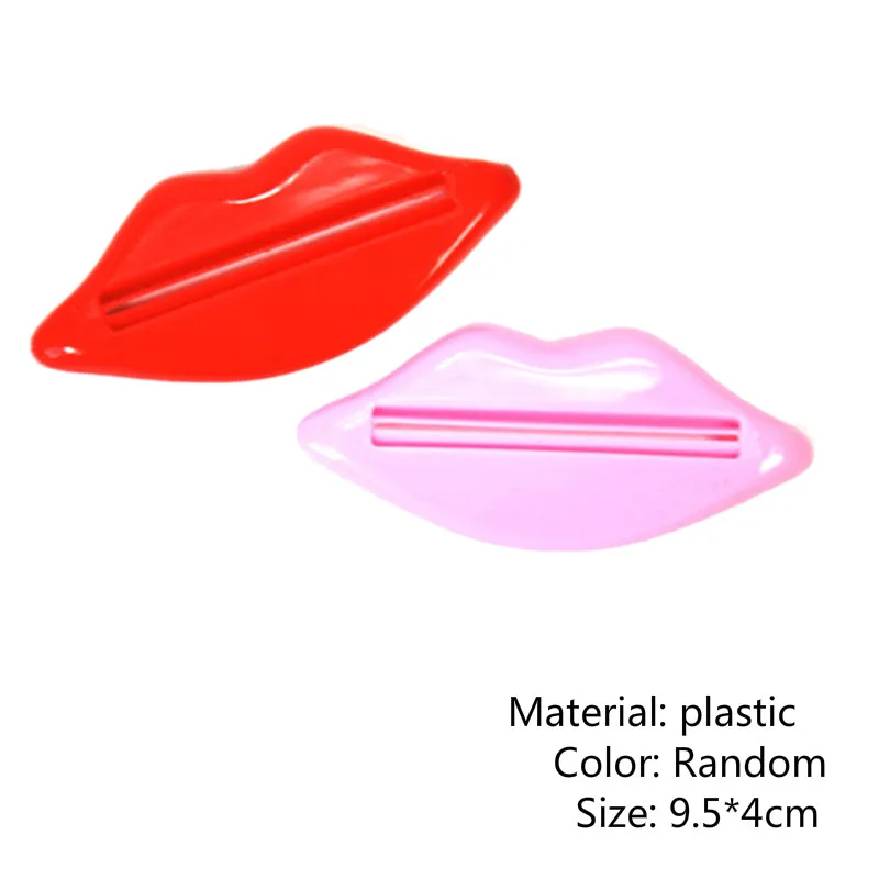 Новые забавные губы пластиковые зубные дозатор пасты держатель прокатки трубки соковыжималка зубная паста аксессуары для ванной комнаты поставки случайный цвет - Цвет: 2PCS  Random