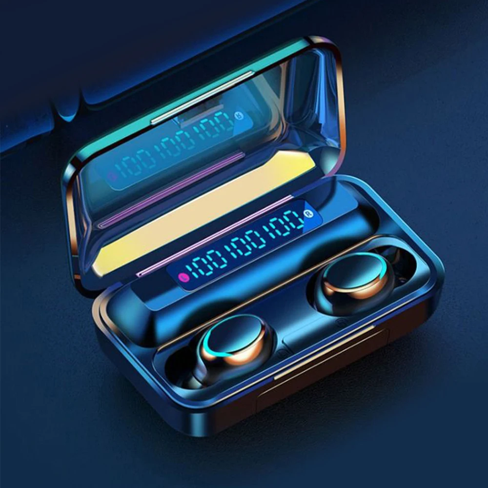 Bluetooth Earphone v5 0 Mini LED Display F9 5c Earpiece Stero Sound 1200mah Power Bank Wireless Headsets Sport with Microphone