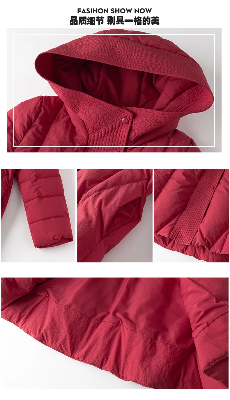 ZHICHU Hooded down jacket Long down jacket Women's down jacket