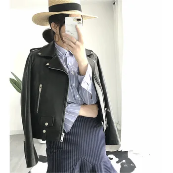 

Season Genuine Leather Leather Clothing Woman Short Self-cultivation Skinny Sheep Skin Loose Coat Locomotive Jacket