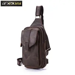 Высокое качество Мужские Оригинальные кожаные винтажные дизайнерские поясные нагрудные сумки через плечо XB571db