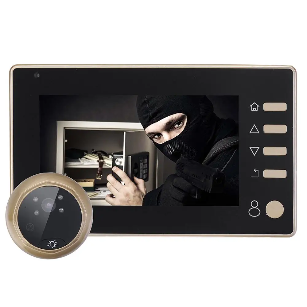 4,3 дюймов цифровая дверная камера дверной звонок супер-широкий угол W10 глазок видео глаз CMOS датчик дверной звонок наружный дверной Звонок - Цвет: Золотой