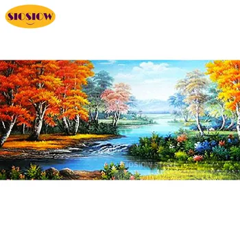 

Diy 5d Diamond Painting Forest In Autumn Scenery 3d Diamond Mosaic Embroidery Cross Stitch Tree Colored Landscape Handmade Gift