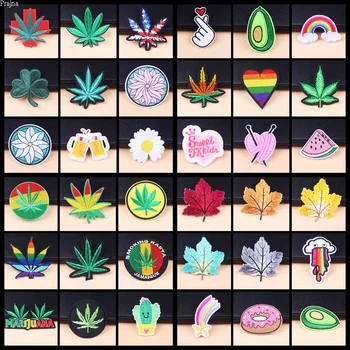 

Prajna Maple Leaves Patches For Clothing Iron On Embroidered Patches Stripe Patch Badge Stickers On Clothes Cartoon Applique DIY