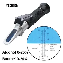 Wine 0-25% Alcohol Refractometer Baume' Alcohol Concentration Tester ATC Alcohol Content Meter for Grape Wine Brewing Wine 0-25% Alcohol Refractometer Baume' Alcohol Concentration Tester ATC Alcohol Content Meter for Grape Wine Brewing