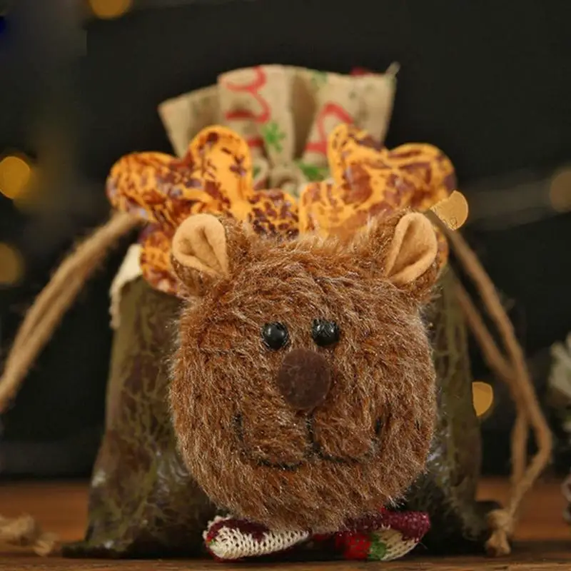 Счастливого Рождества кожа Drawstring яблока мешок 3D дизайн куклы дети конфеты подарочная сумка домашние вечерние украшения аксессуары