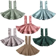 8 видов цветов Хлопковое платье на подтяжках без рукавов с оборками для маленьких девочек летний сарафан, комплект одежды