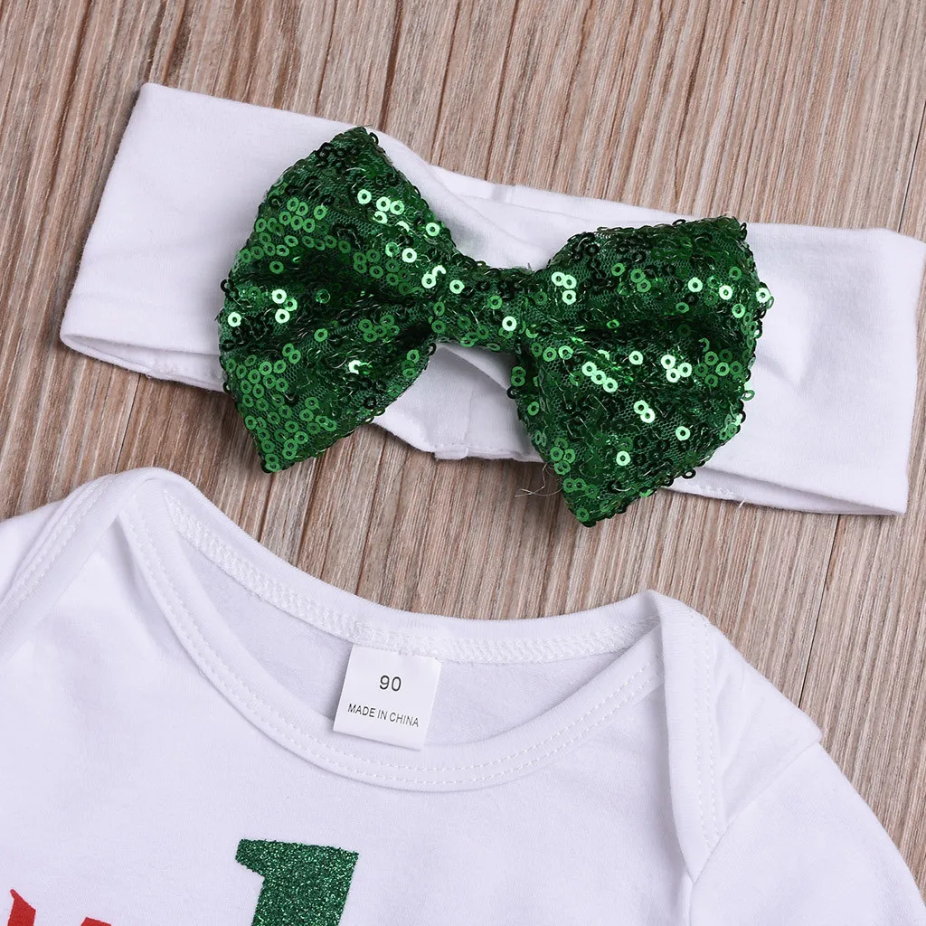 Christmas Clothes Set Baby Girls Clothes Set Toddler Baby Kids Girls Christmas Day Romper Tops Tutu Dress Hairband Set Ropa Nina