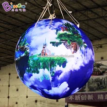 Fancy design 1m diameter LED light inflatable castle in the sky model with hanging inflatable model for display toys